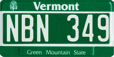 VT license plate NBN349