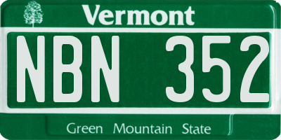 VT license plate NBN352