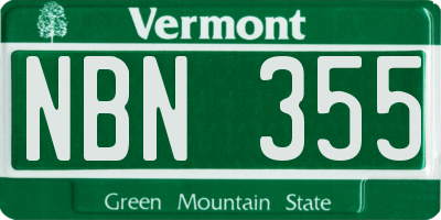 VT license plate NBN355