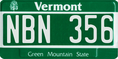 VT license plate NBN356