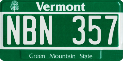 VT license plate NBN357