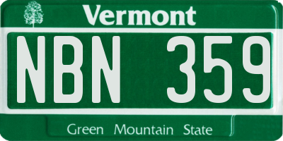 VT license plate NBN359