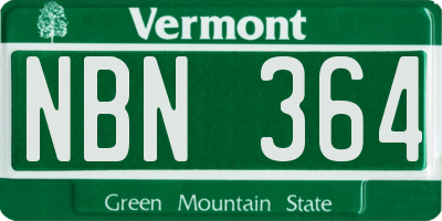 VT license plate NBN364