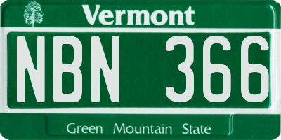 VT license plate NBN366