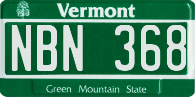 VT license plate NBN368