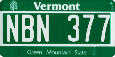 VT license plate NBN377
