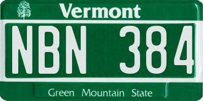 VT license plate NBN384
