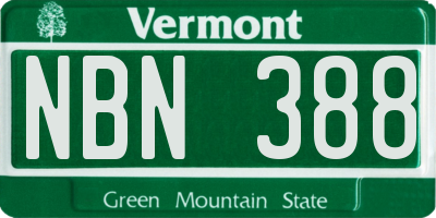 VT license plate NBN388