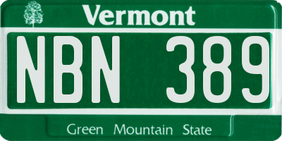 VT license plate NBN389
