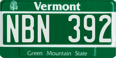 VT license plate NBN392