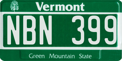 VT license plate NBN399