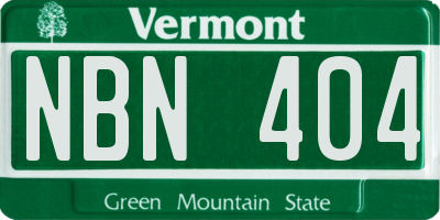 VT license plate NBN404