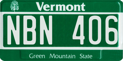 VT license plate NBN406