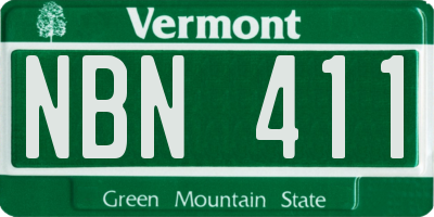 VT license plate NBN411