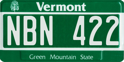 VT license plate NBN422