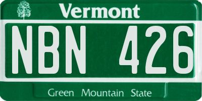 VT license plate NBN426