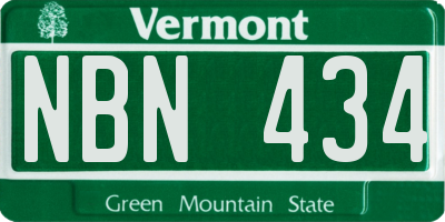 VT license plate NBN434