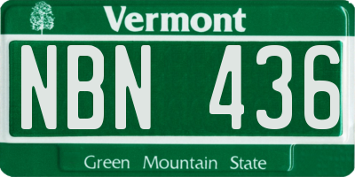 VT license plate NBN436