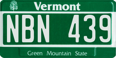 VT license plate NBN439