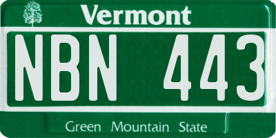 VT license plate NBN443