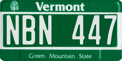 VT license plate NBN447