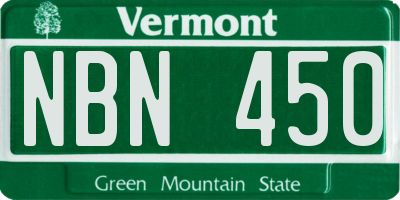 VT license plate NBN450