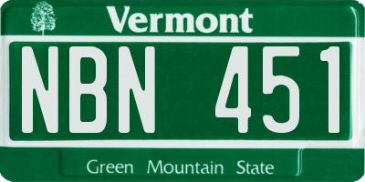 VT license plate NBN451