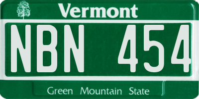 VT license plate NBN454