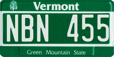 VT license plate NBN455