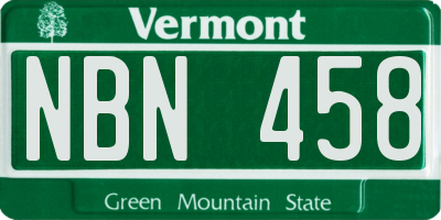 VT license plate NBN458