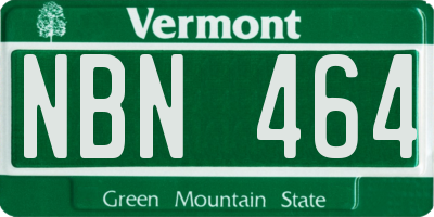 VT license plate NBN464