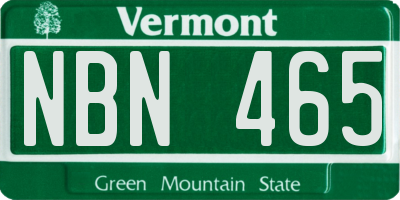VT license plate NBN465