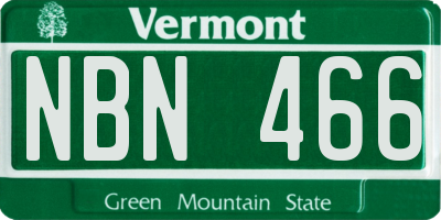 VT license plate NBN466