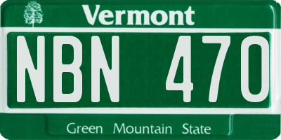 VT license plate NBN470