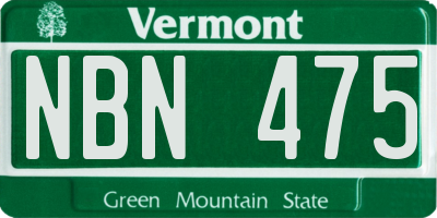 VT license plate NBN475