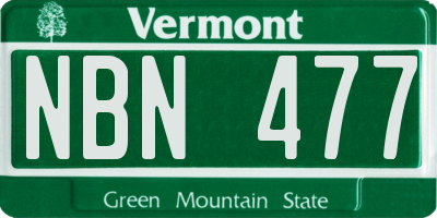 VT license plate NBN477
