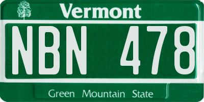 VT license plate NBN478