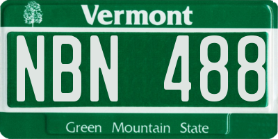 VT license plate NBN488