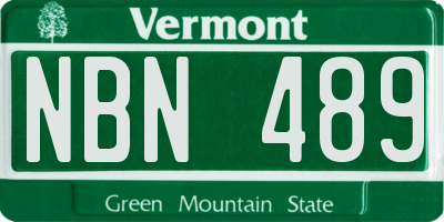 VT license plate NBN489