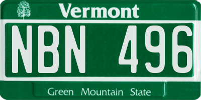 VT license plate NBN496