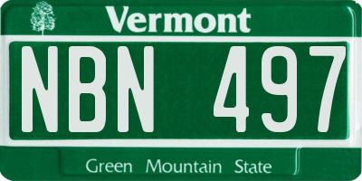 VT license plate NBN497