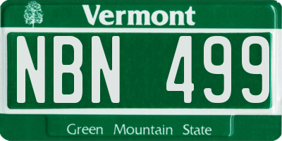 VT license plate NBN499