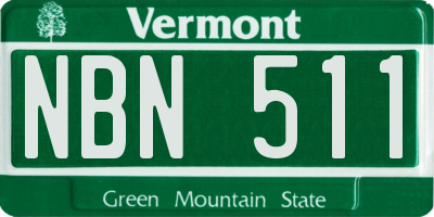 VT license plate NBN511