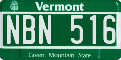 VT license plate NBN516