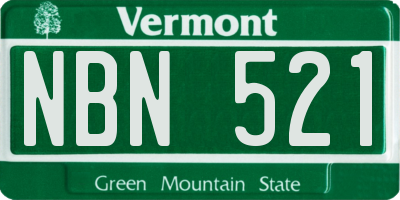 VT license plate NBN521