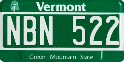 VT license plate NBN522