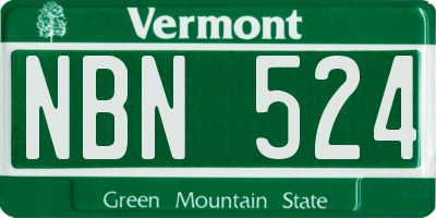 VT license plate NBN524