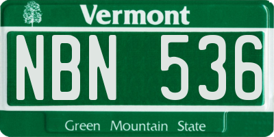 VT license plate NBN536