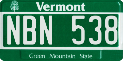 VT license plate NBN538