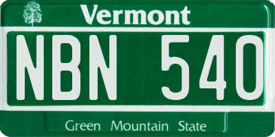 VT license plate NBN540